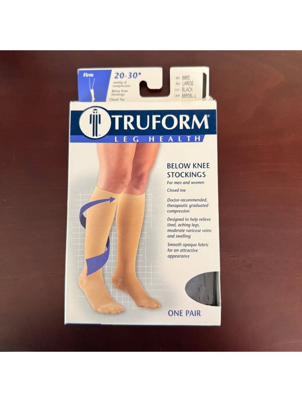 Truform Below Knee Compression Stockings 20-30 Sz L Black NIB